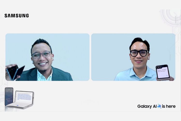 Software Platform Group Head, Samsung R&D Institute Indonesia, Yanuar (kiri), dan MX Product Marketing Senior Manager Samsung Electronics Indonesia, Ilham Indrawan (kanan) dalama acara bertajuk Unfolding Innovation with Galaxy AI yang disiarkan secara daring, Selasa (10/9/2024).
