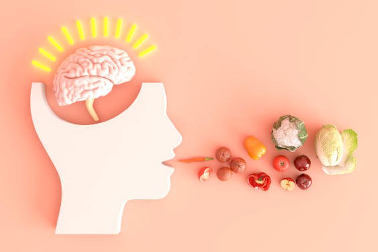 Ilustrasi makanan yang meningkatkan kinerja otak.