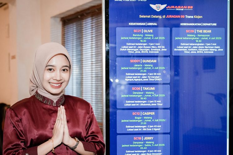 ETA Board di titik keberangkatan bus PO Juragan 99 Trans
