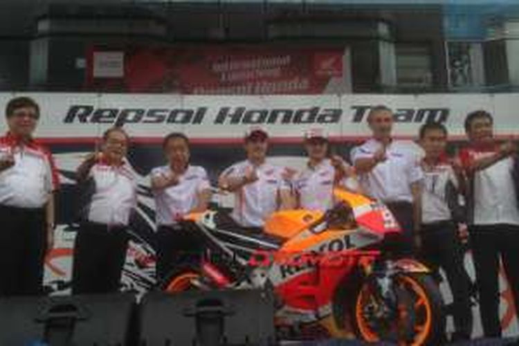 Peluncuran Repsol Honda Team di Sirkuit Sentul, Kabupaten Bogor, Jawa Barat, Minggu (14/2/2016).