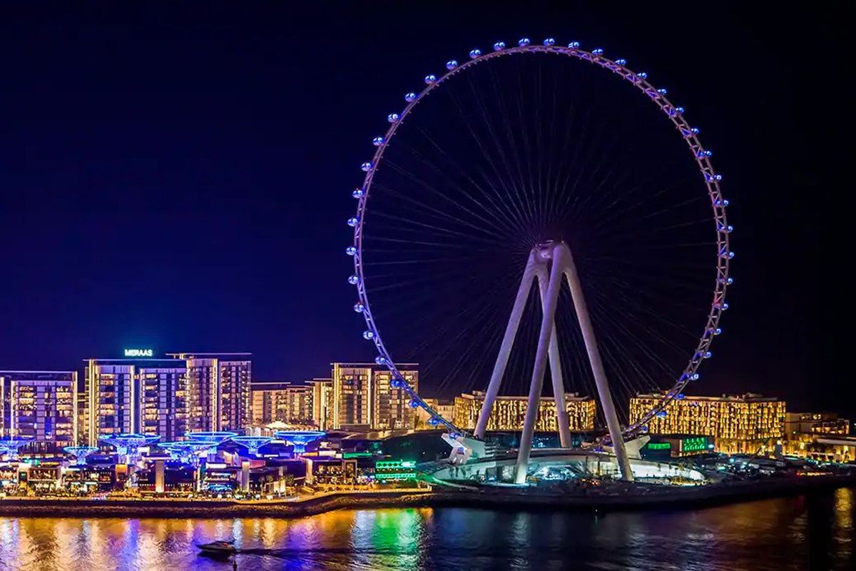 Bianglala tertinggi di dunia, Ain Dubai, di Pulau Bluewaters di Dubai, Uni Emirat Arab. 