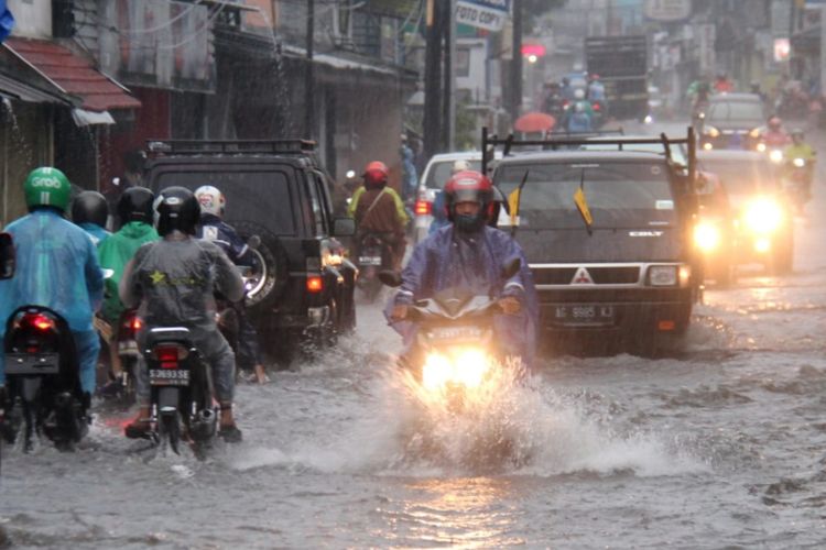 Banjir genangan di wilayah Kota Malang, Jawa Timur beberapa waktu lalu. 