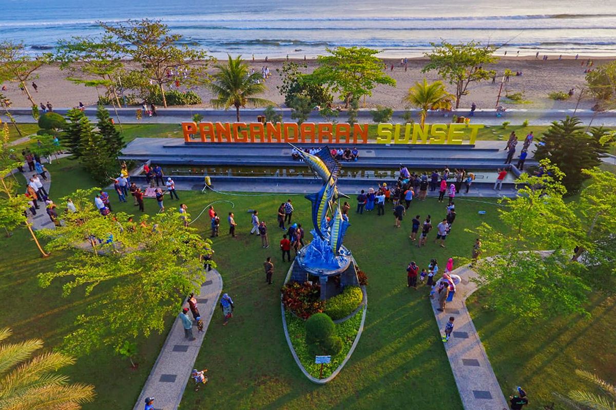 Lokasi wisata Pantai Pangandaran.