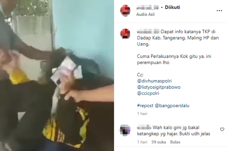 Tangkapan layar video yang memperlihatkan aksi kekerasan dilakukan seorang pria terhadap perempuan viral di media sosial.