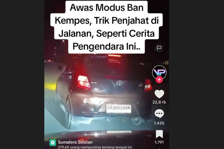 Pengendara mobil diduga diadang penjahat di depan Stadion Kaharuddin Nasution, Jalan Yos Sudarso, Kecamatan Rumbai, Kota Pekanbaru, Riau, Senin (22/4/2024).