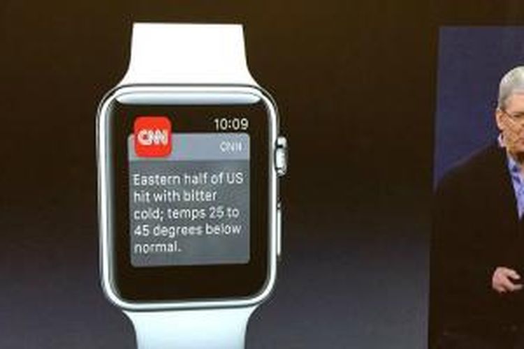 Tampilan aplikasi CNN untuk Apple Watch