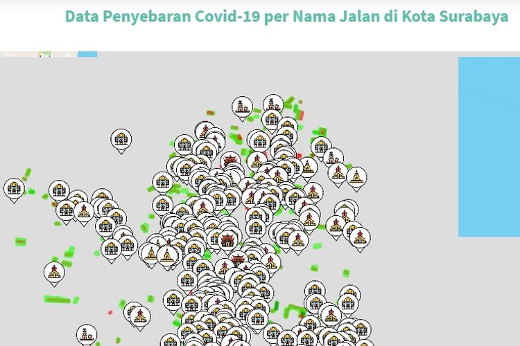 Pemerintah Kota (Pemkot) Surabaya membuka data alamat pasien Covid-19 dalam bentuk peta dan bisa diakses di laman lawancovid-19.surabaya.go.id.