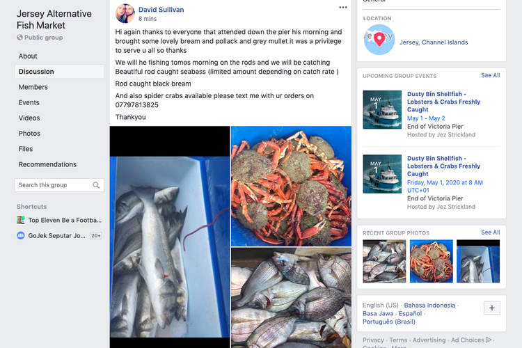 Nelayan menjual hasil tangkapannya di facebook