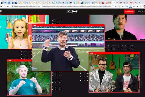 Ini 10 YouTuber dengan Bayaran Tertinggi di Dunia