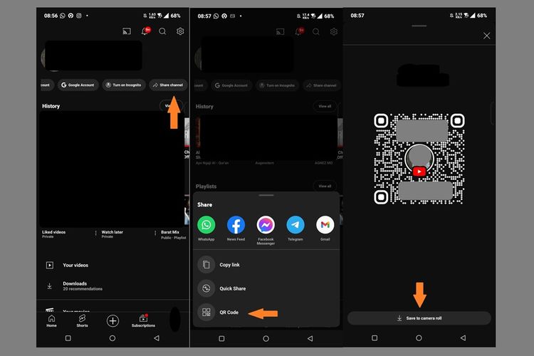 Cara buat kode QR channel YouTube