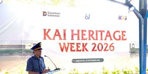 Direktur Utama KAI Bobby Rasyidin saat menghadiri KAI Heritage Week 2026 di Stasiun Semarang Tawang, Jawa Tengah, Jumat (25/9/2026).