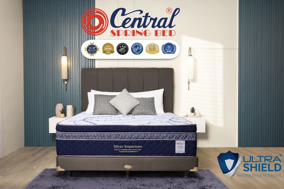 Material kasur Central Springbed dilengkapi UltraShield Protection yang membantu memberikan perlindungan terhadap bakteri, jamur, dan tungau. 