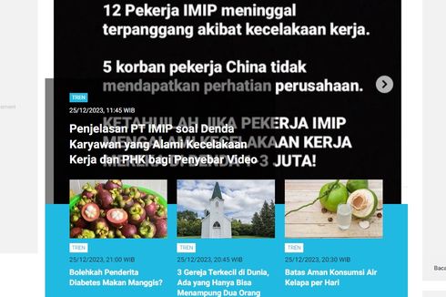 [POPULER TREN] Penjelasan PT IMIP soal Denda Karyawan yang Alami Kecelakaan Kerja | Kapan Waktu Terbaik Minum Kelapa?