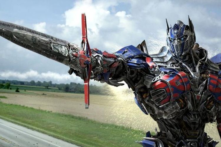 Optimus Prime beraksi dalam Transformers: Age of Extinction (2014).