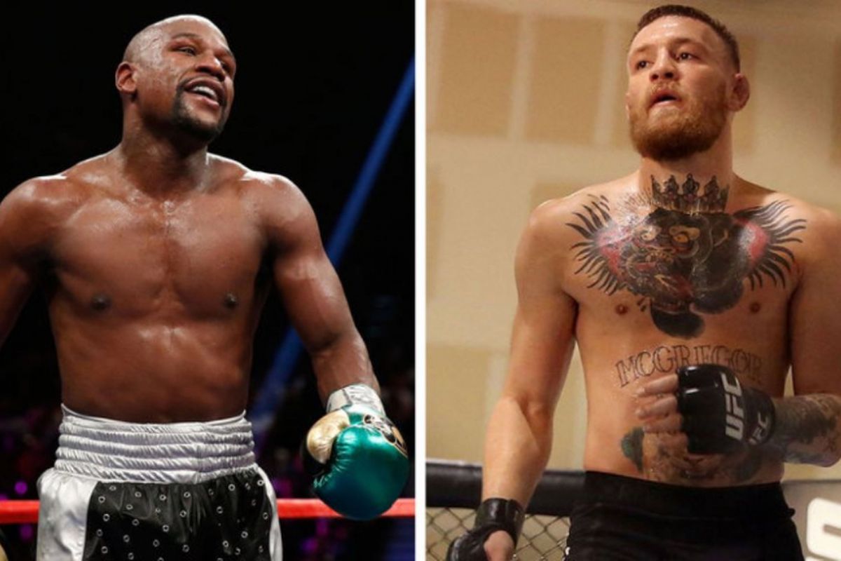 Eks petinju asal Amerika Serikat, Floyd Mayweather Jr, dan pemegang sabuk UFC kelas ringan, Conor McGregor.