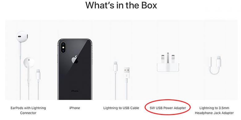 Apple hanya memaketkan charger 5 watt standar dalam kemasan iPhone X sehingga pengguna tak bisa langsung memanfaatkan fitur fast charging.