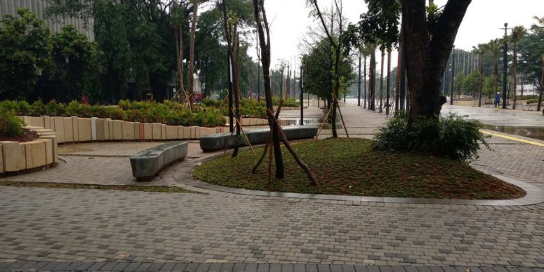 Taman di kompleks Gelora Bung Karno, Kamis (18/1/2018).