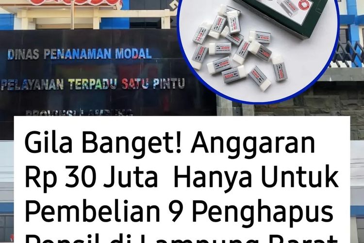 Heboh Anggaran Rp 30 Juta untuk 9 Penghapus Pensil di Lampung Barat, Bupati Minta Konfirmasi ke DPMPTSP