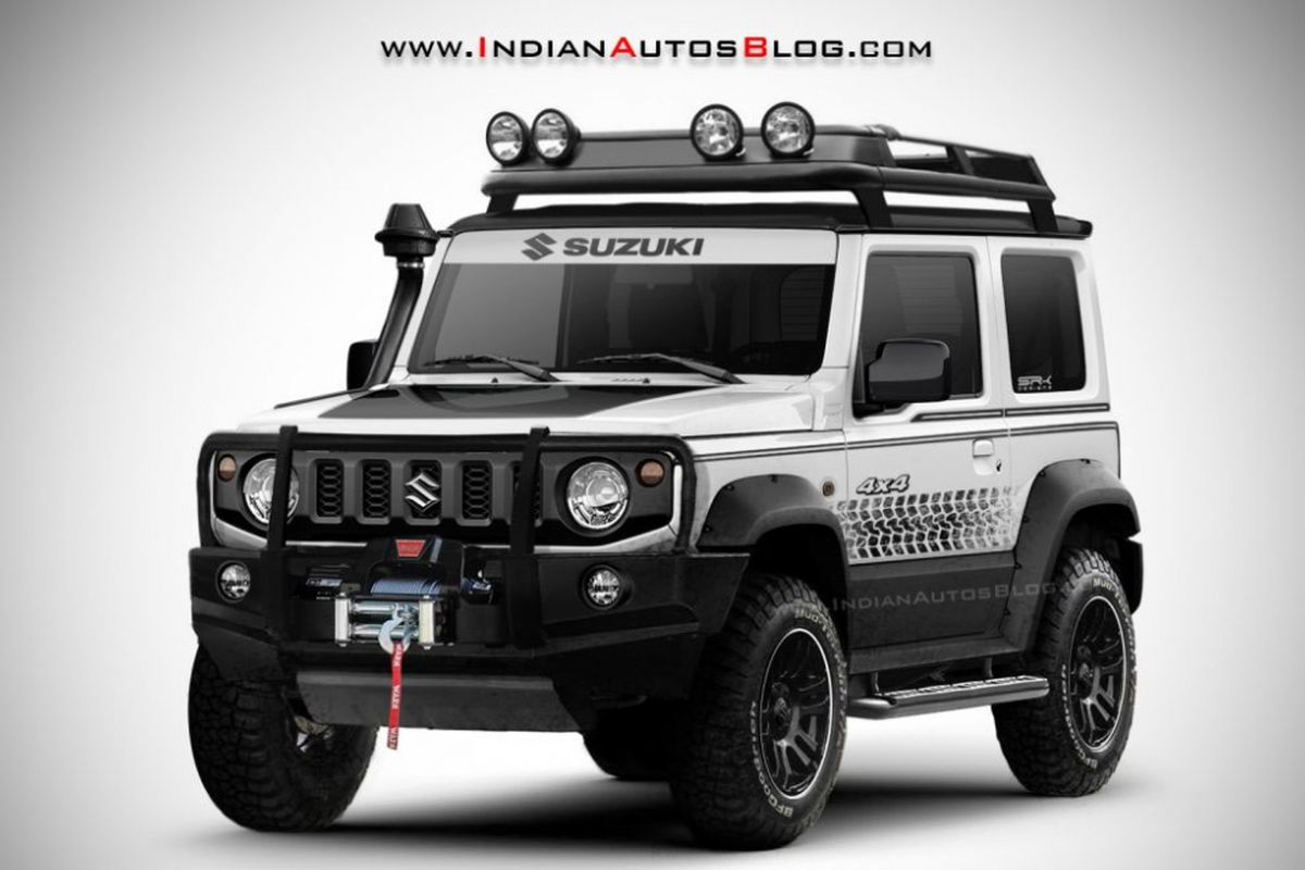 Desain Suzuki Jimny terbaru dari IndianAutosBlog.com dengan tampilan full aksesori outdoor