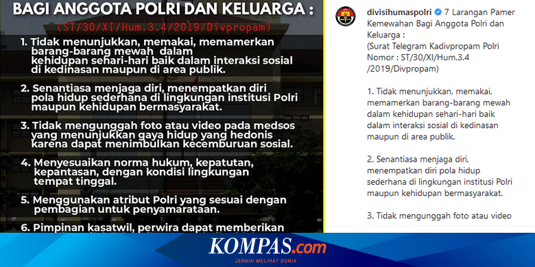 7 Larangan Pamer Kemewahan Bagi Anggota Polri Ini Rinciannya