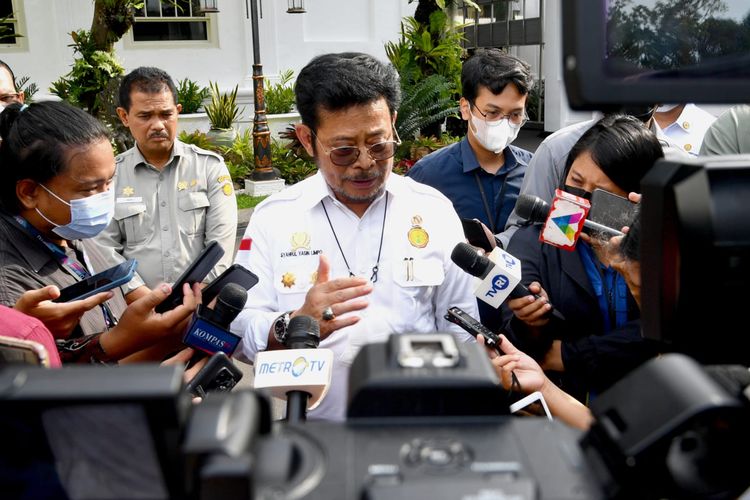 Menteri Pertanian (Mentan) Syahrul Yasin Limpo dalam keterangannya selepas rapat bersama Presiden Joko Widodo 