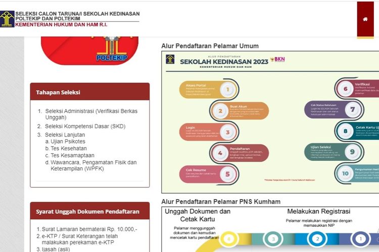 Pendaftaran sekolah kedinasan Poltekim dan Poltekip 2023.