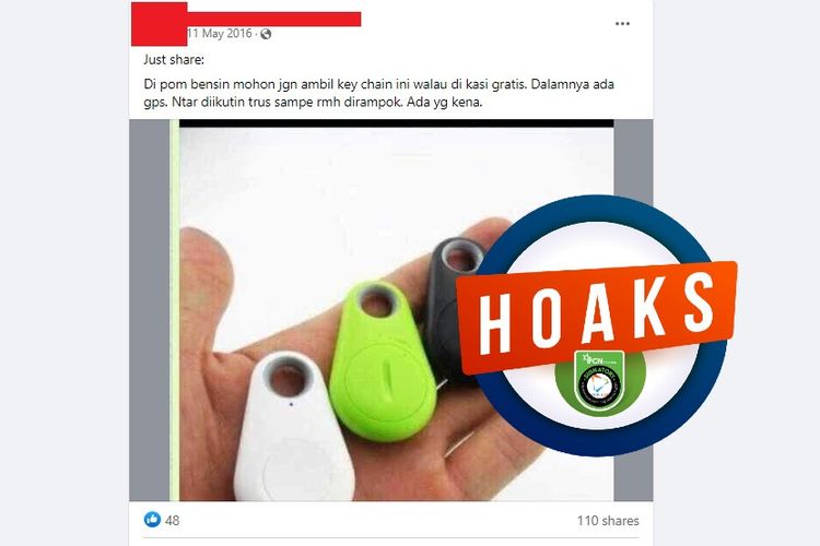 Tangkapan layar Facebook narasi yang menyebut terdapat modus perampokan dengan membagikan gantungan kunci warna warni di SPBU