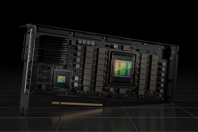 H100, salah satu produk GPU tensor core  dari Nvidia yang banyak dipakai di pusat pengolahan AI