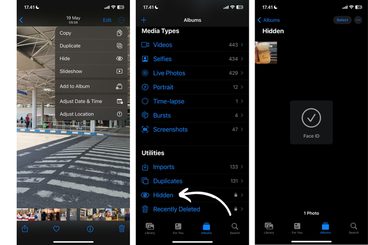 Ilustrasi cara sembunyikan foto di iPhone