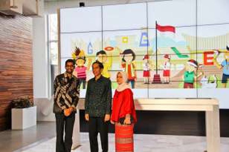 (ki-ka) CEO Google Sundar Pichai, Presiden Republik Indonesia Joko Widodo bersama istrinya, Iriana