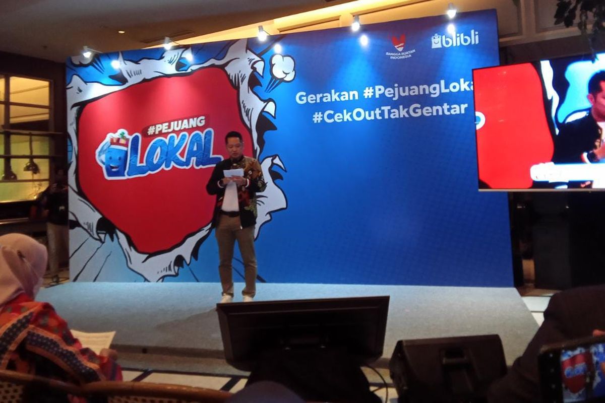 Chief Marketing Officer Blibli Edward K. Suwignyo saat jumpa pers di Jakarta, Senin (15/8/2022).  