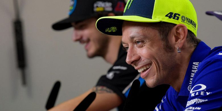 Valentino Rossi saat sesi jumpa pers jelang MotoGP Italia, Kamis (31/5/2018).
