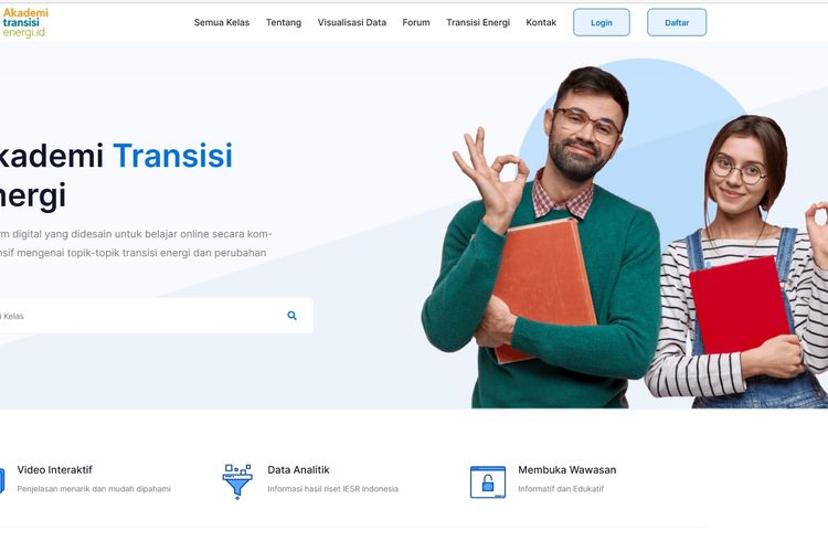 Tangkapan layar halaman depan laman Akademi Transisi Energi.