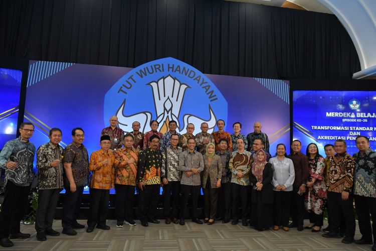 Mendikbud Ristek Nadiem Makarim saat peluncuran Permendikbudristek No. 53 Tahun 2023 tentang Penjaminan Mutu Pendidikan Tinggi, pada Selasa (29/8/2023).