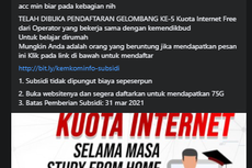 [HOAKS] Pendaftaran Kuota Internet Free dari Operator dan Kemdikbud