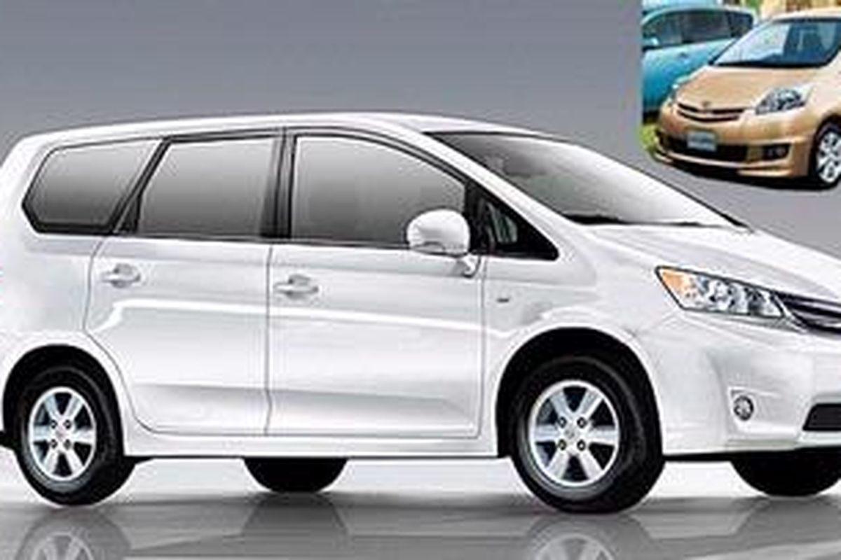 Rendering Toyota All-New Avanza yang dipublikasikan oleh media India (gambar utama. Insert adalah Passo Sette, MPV kompak 7-penumpang Toyota yang dipasarkan di Jepang