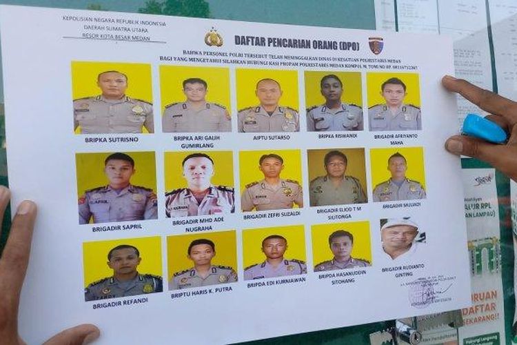 Sebanyak 15 personel Polrestabes Medan masuk ke dalam daftar pencarian orang (DPO). Mereka diduga terlibat pidana dan kode etik profesi Polri. 