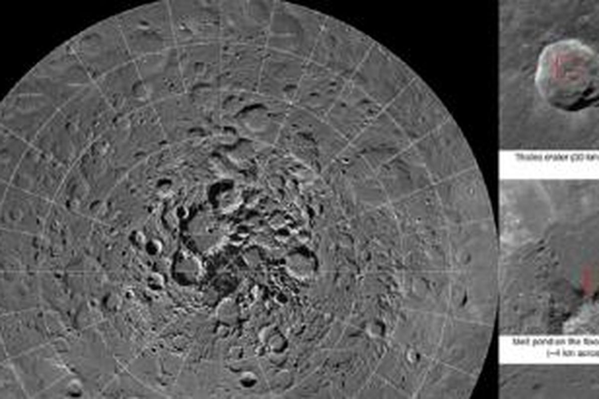 Wajah kutub utara Bulan dalam citra terbaru NASA. 