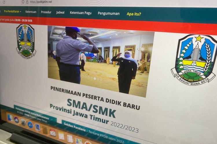 Halaman website pendaftaran PPDB Jatim 2022 tahap 4 jalur zonasi SMA