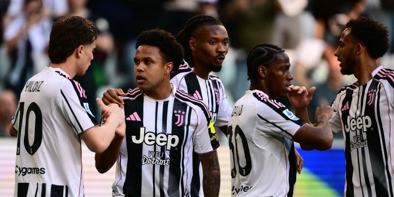 Gelandang Juventus, Weston McKennie, merayakan gol ke gawang Genoa. Hasil Juventus Vs Genoa merupakan bagian dari ronde laga ke-31 Serie A dan bergulir di Stadion Allianz pada Senin (6/4/2026).
