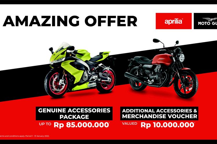 Paket promo Moto Guzzi dan Aprilia awal tahun 2022