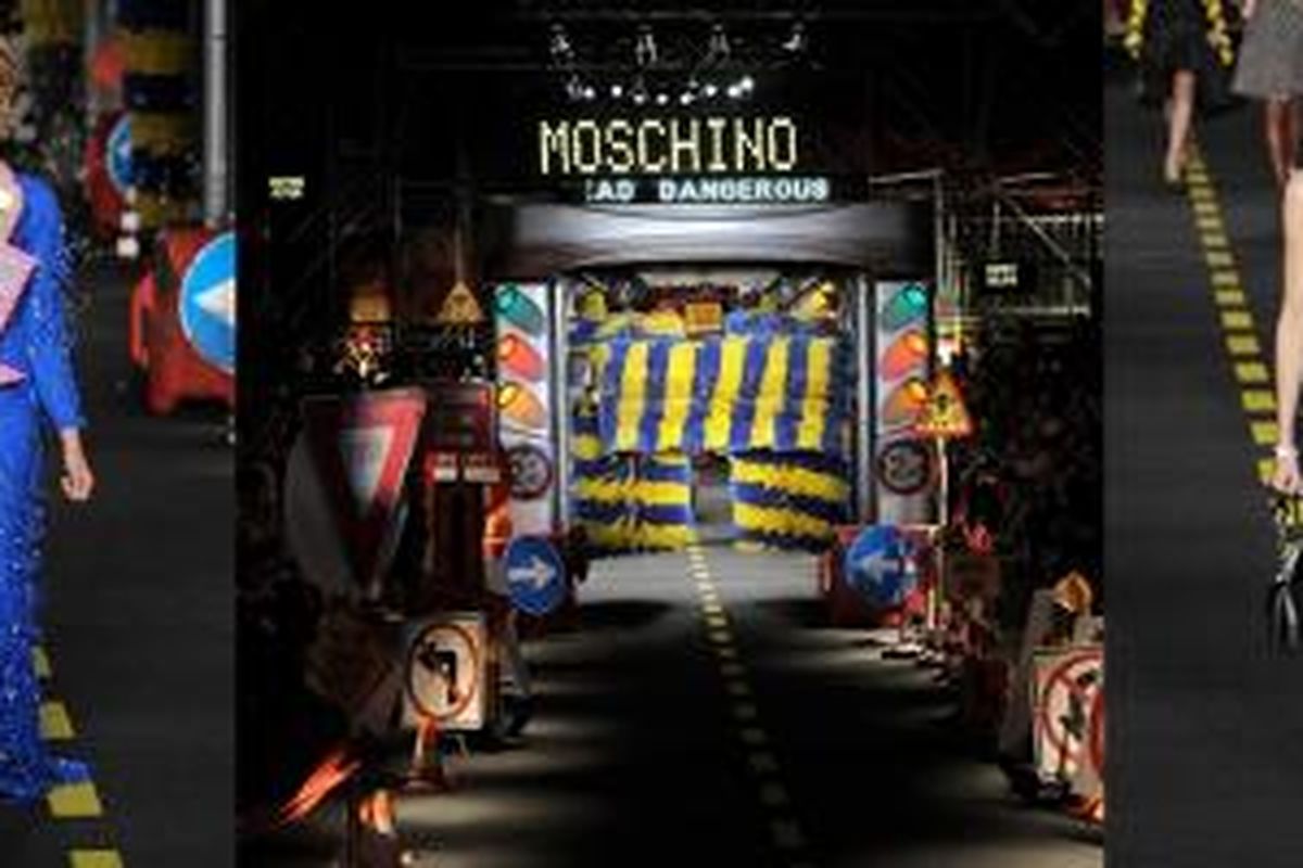 Koleksi Mocshino untuk musim spring/ summer 2016, di Milan Fashion Week.