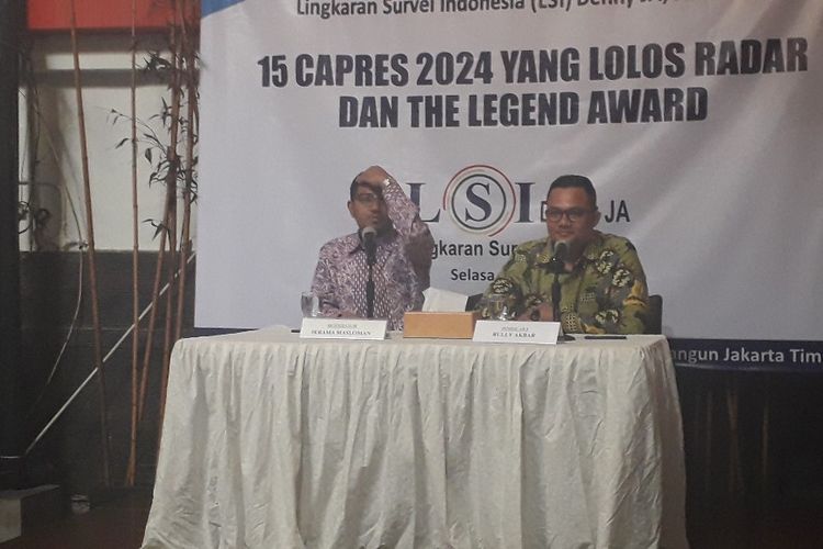 Konferensi pers pengumuman nama-nama yang berpotensi menjadi Capres 2024 di Kantor LSI Denny JA, Selasa (2/7/2019).