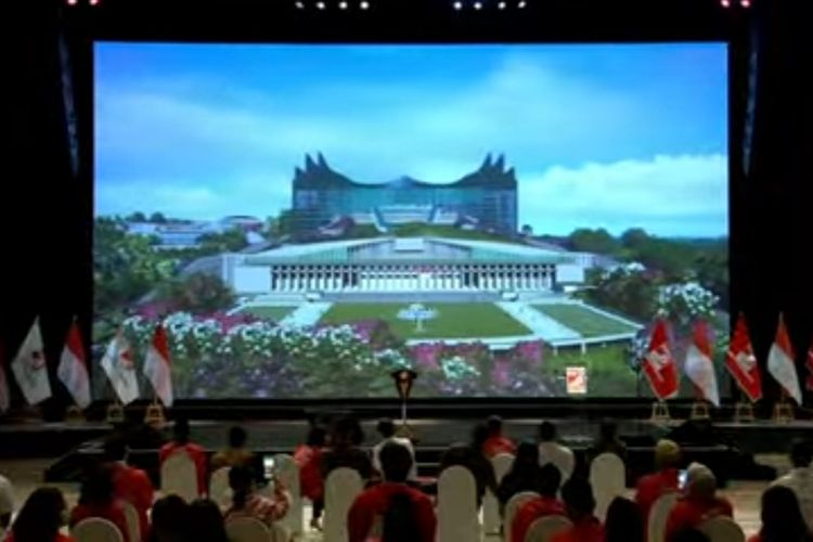 Video desain ibu kota negara baru dipamerkan dalam acara puncak HUT ke-7 PSI, Rabu (22/12/2021).