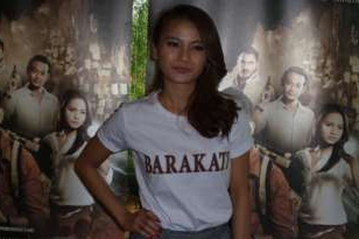 Acha Septriasa usai jumpa pers film Barakati di XXI Epicentrum, Jakarta Selatan, Sabtu (5/11/2016).