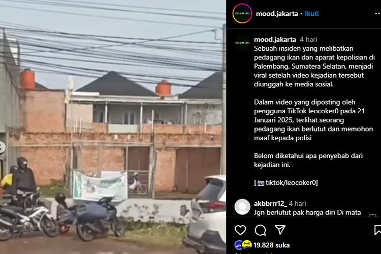 Kejadian seorang pengendara motor bersujud ke polisi dan meminta agar tidak ditilang setelah menabrak dari belakang.