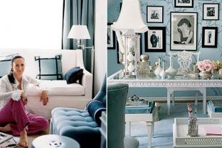Kantor baru Mary McDonald yang ada di Los Angeles, Amerika Serikat, tampak elegan dengan pilihan warna biru lembut. Sang desainer enggan menggunakan furnitur yang mengingatkannya pada kekakuan kantor. Maka itu, dia memilih furnitur-furnitur nyaman.