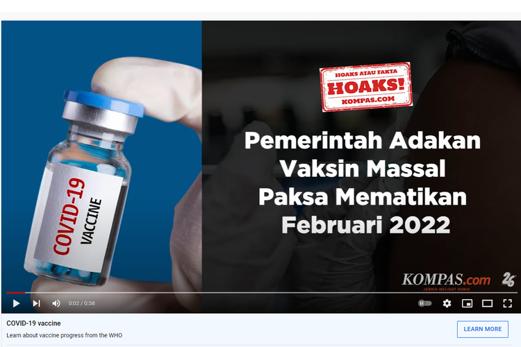 Hoaks! Informasi yang menyebutkan bahwa pemerintah akan mengadakan vaksinasi massal secara paksa pada 2022.