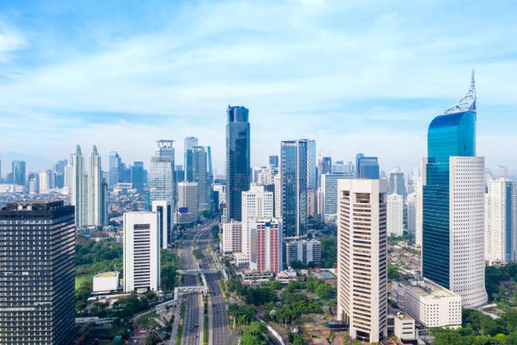 Ilustrasi gedung-gedung tinggi di Jakarta, Indonesia.