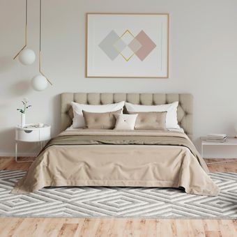 Ilustrasi kamar tidur warna beige. 